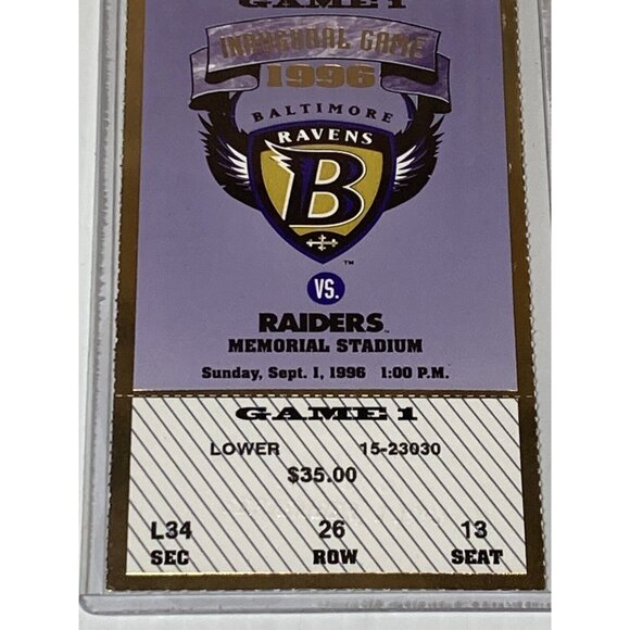 Baltimore Ravens Inaugural Game Football Ticket Stub Ray Lewis Debut 9/1 1996 - Picture 3 of 4